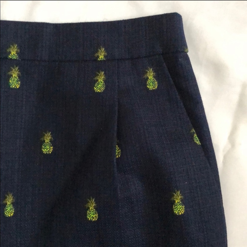 J.Crew navy skirt with pineapple print
